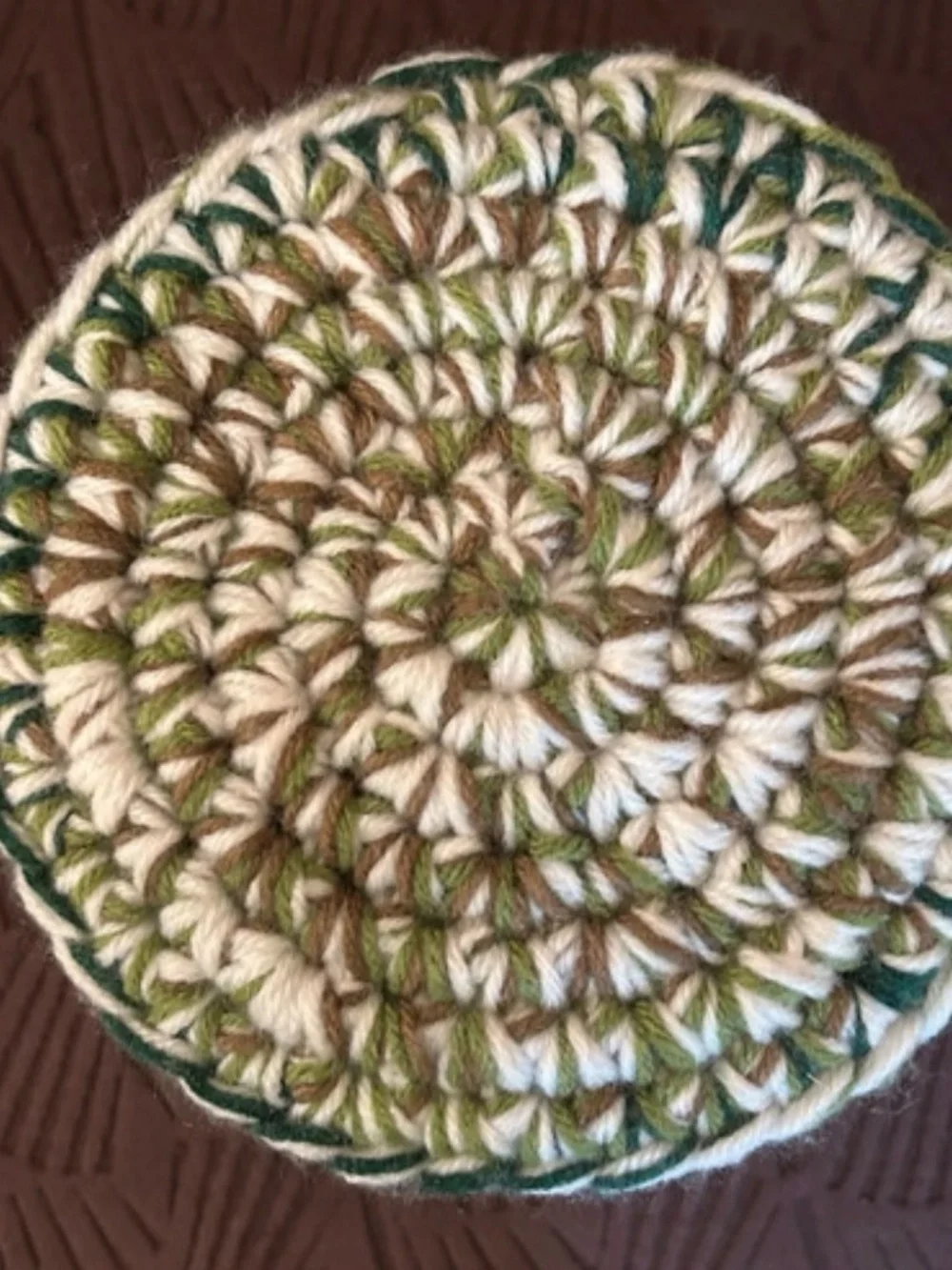 Handcrafted Green & White Crocheted Home Accent Basket
